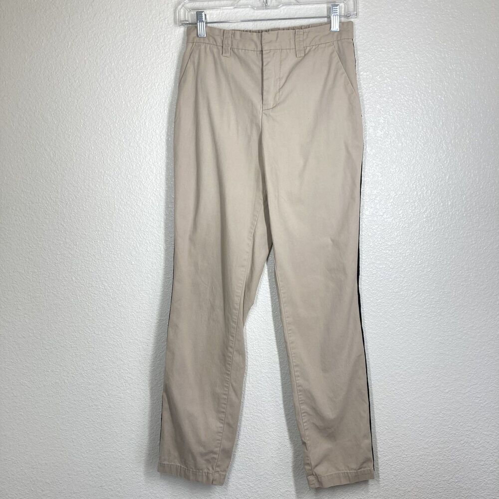 Zadig & Voltaire Pants Womens 36 Beige Tuxedo Stripe Gold Trim Casual Cotton - Picture 2 of 9
